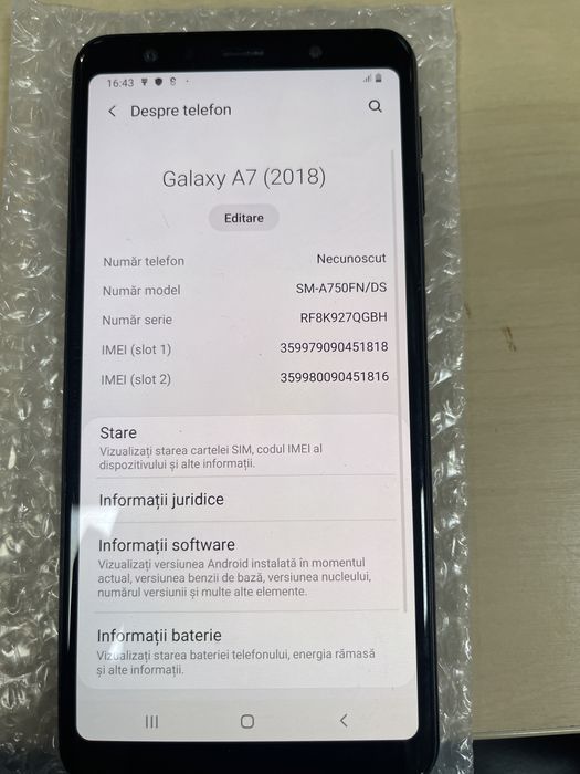 Samsung Galaxy A7 (2018) 64GB Black ID-pyt042