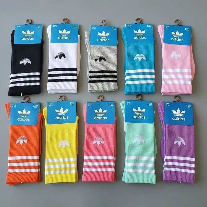 Высокие белые мужские, женские носки длинные Adidas