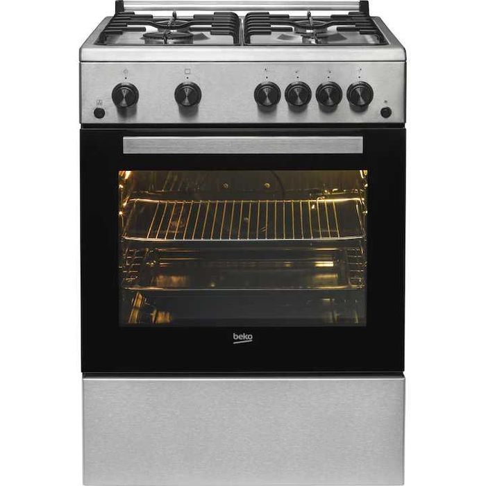 Aragaz Beko 4 arzatoare aprindere el grill rotisor 60cm Inox sigilat