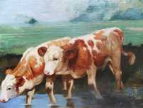”Doi Viței”-Tablou Vechi- Edvi I Aladár (1870-1958), Ul/Pz/C 60X46Cm+R