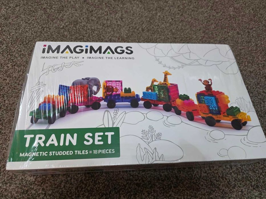 IMAGIMAGS Магнитни строителни плочки, Комплект влакчета от 18 части