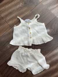 Set / compleu muselina alb bebe fetita marime 74/80