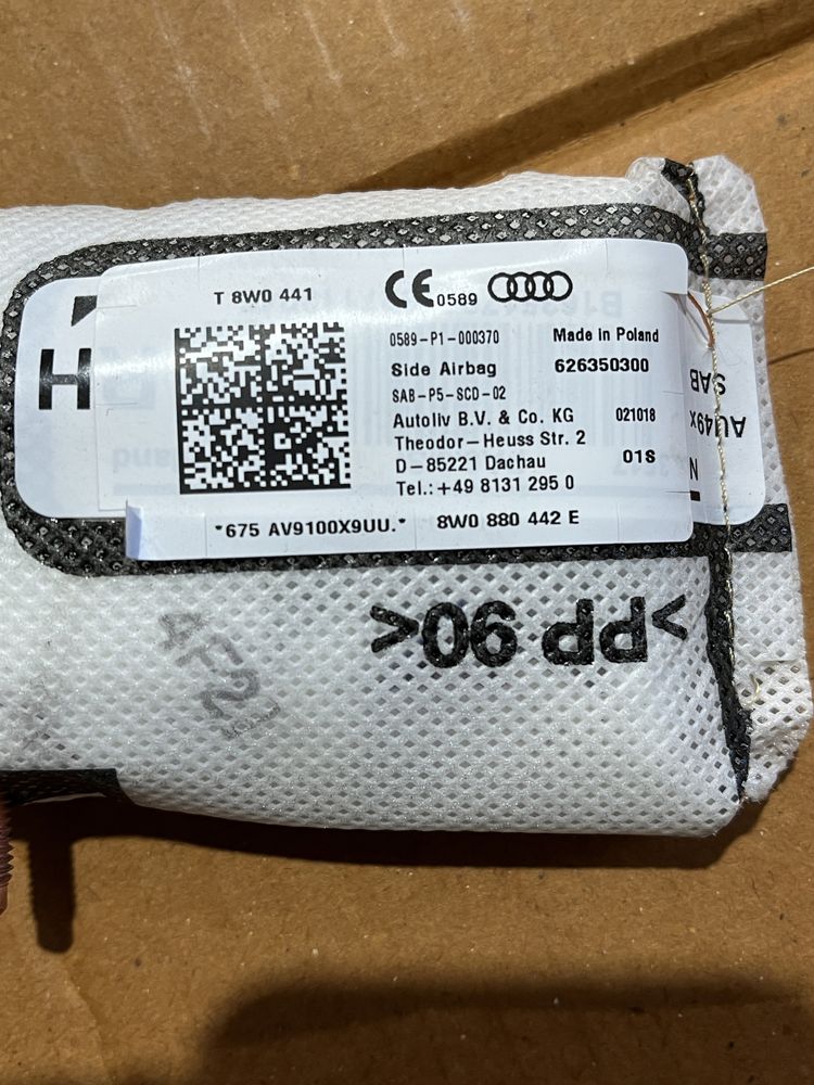 Airbag scaun / Airbag pasager Audi A4 B9 A5 F5 8W