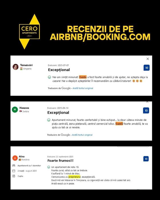 Administrare Apartamente Regim Hotelier (Airbnb/Booking)