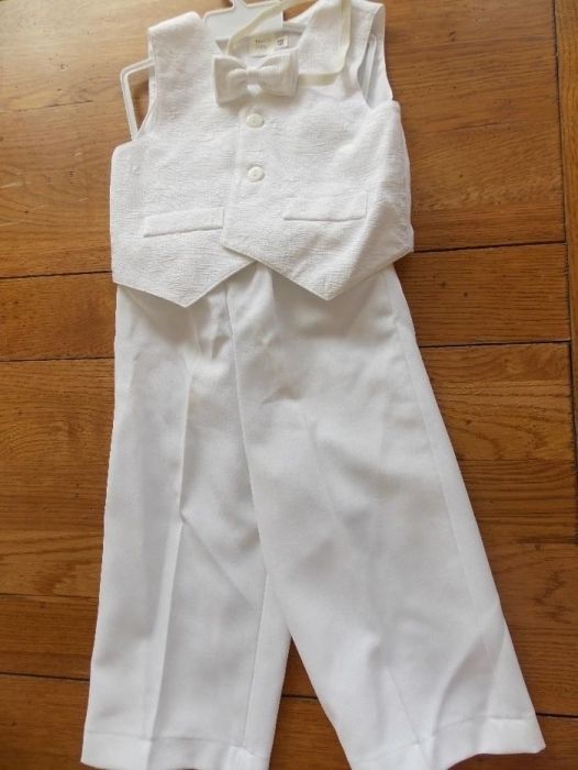 Costum elegant alb pentru baieti pentru botezmar68 (3-6 luni)