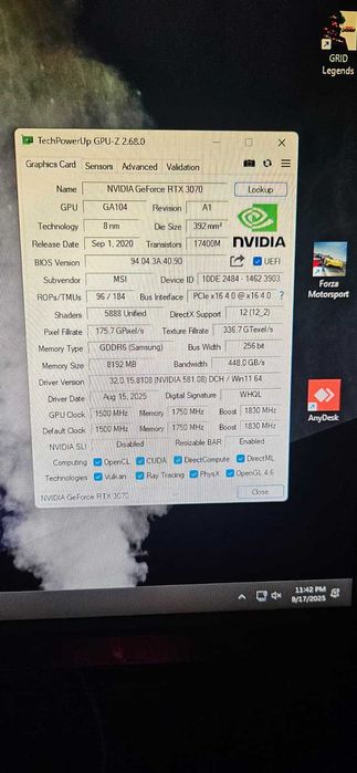 RTX 3070 MSI GAMING X TRIO 8GB GDDR6 Ambalaj original+accesori