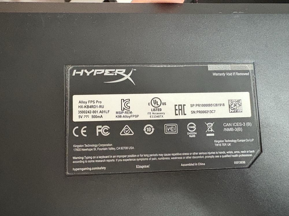 Механическая клавиатура HyperX alloy fps pro