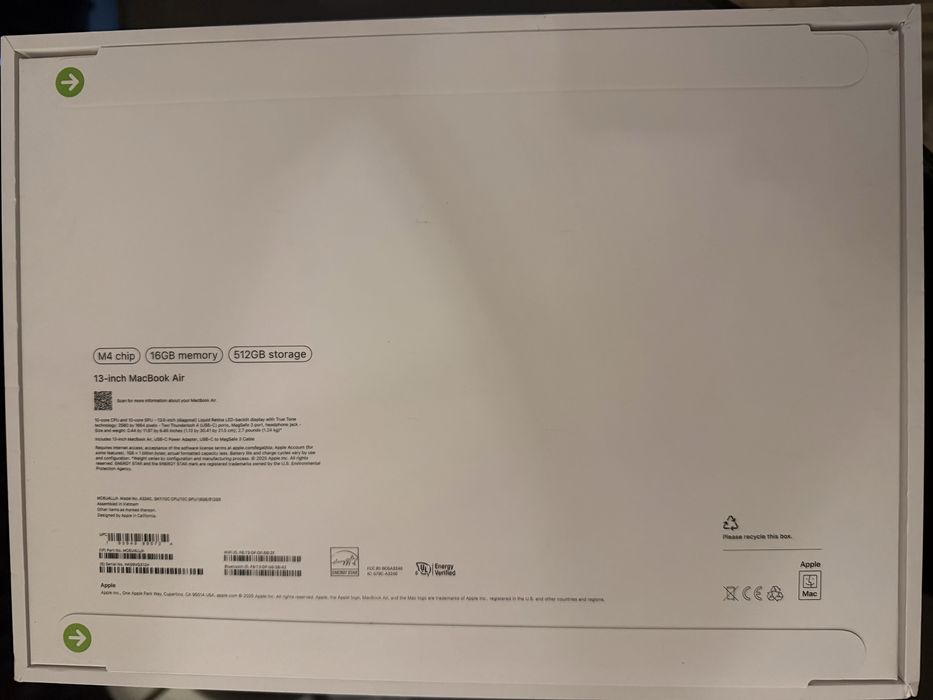 Macbook Air 13” M4 16gb 512gb Sky Blue