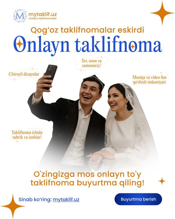 Toʻyingizga sayt taklifnomasini yarating