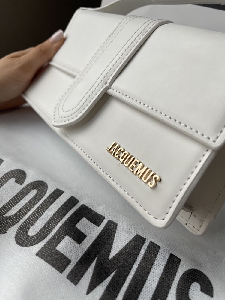 Geanta/Poșetă Jacquemus Le Bambino White Top Handle Bag 18cm x 10cm