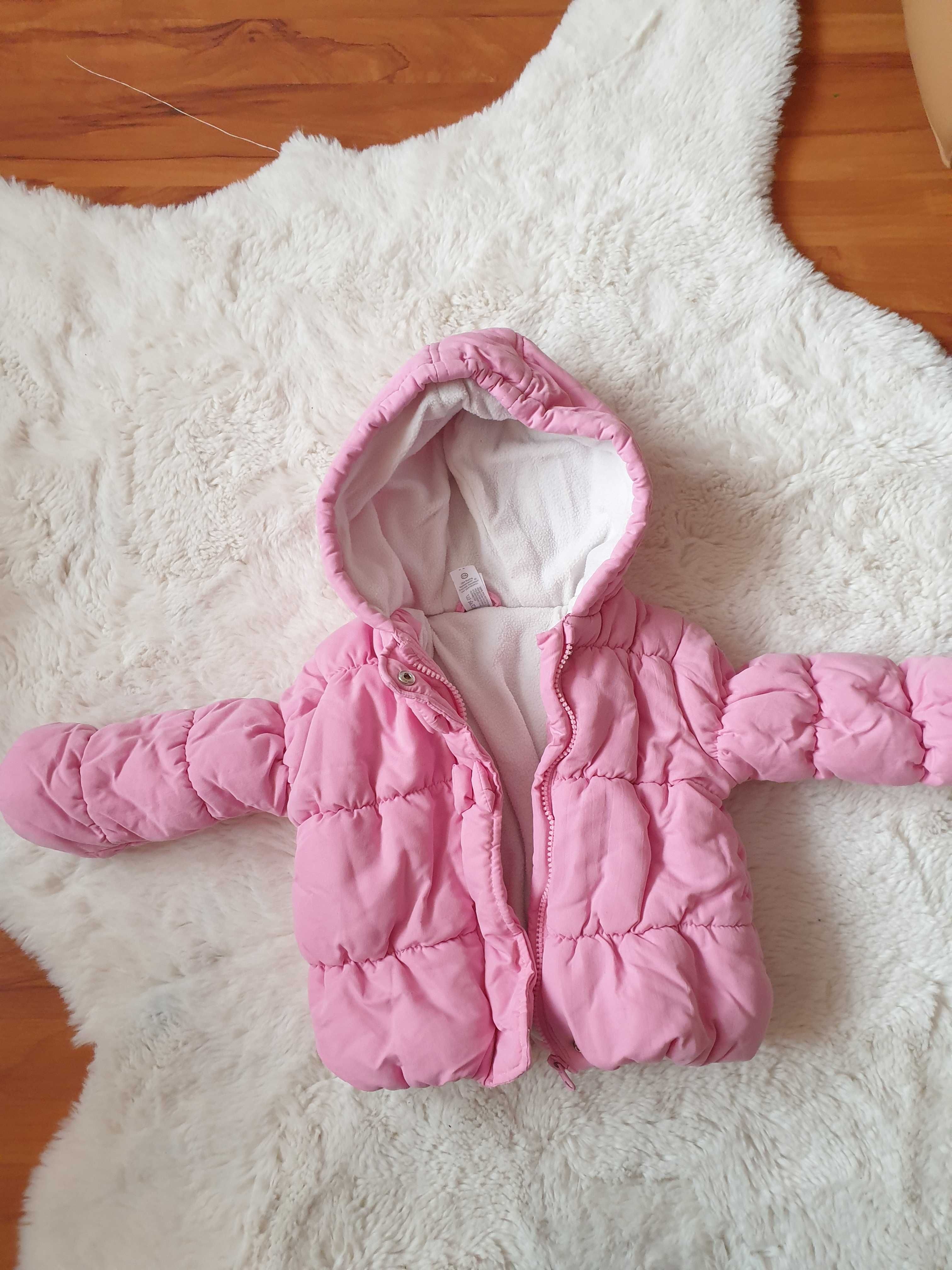 Бебешко яке 74см., шушляково 12м.,палто,розово с вата рр92