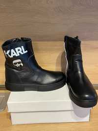 Чисто нови детски зимни ботуши от естествена кожа Karl Lagerfeld