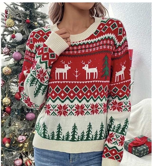 Дамски Коледен пуловер М-Л