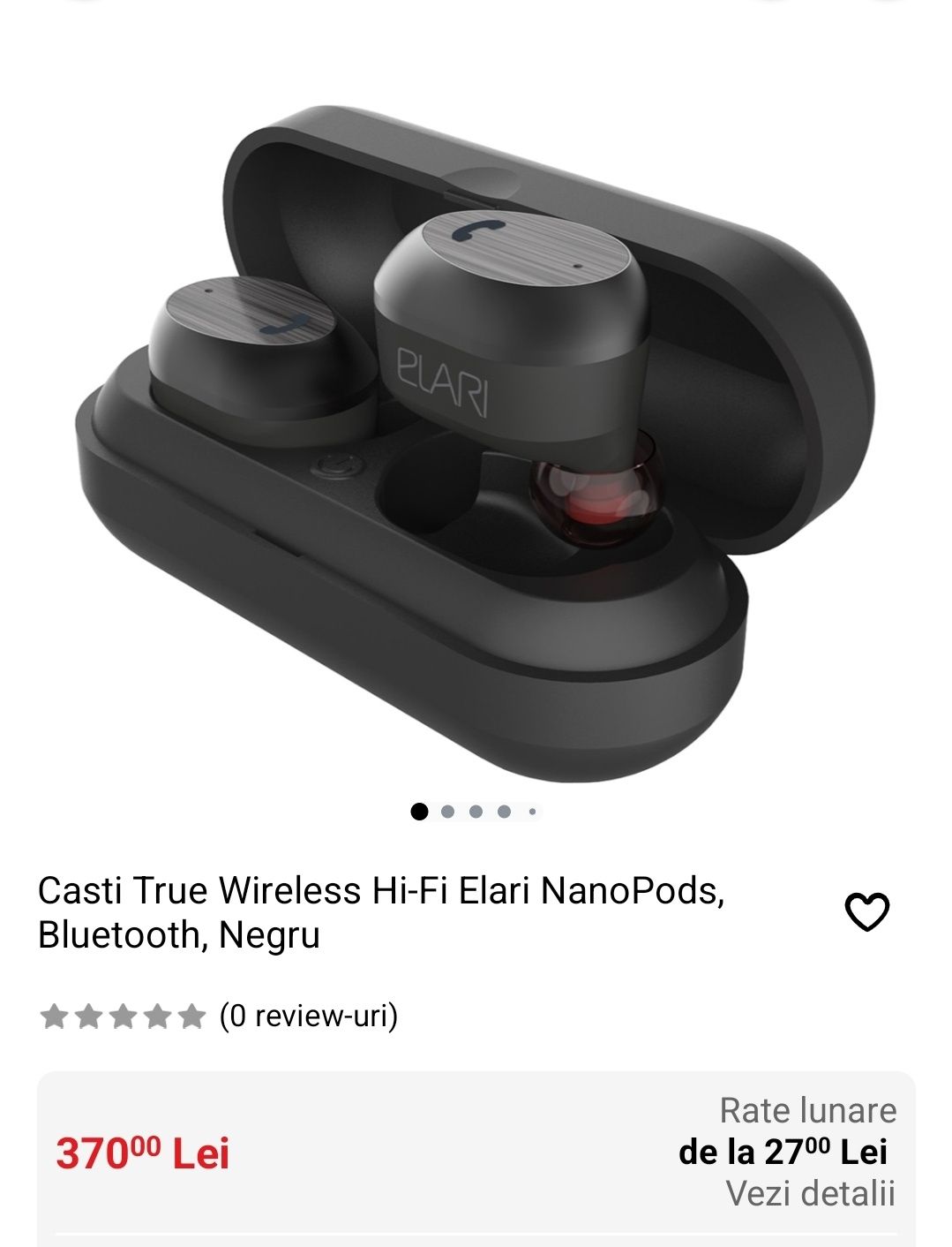 Casti True Wireless Hi-Fi Elari NanoPods, Bluetooth, Negru, sigilat