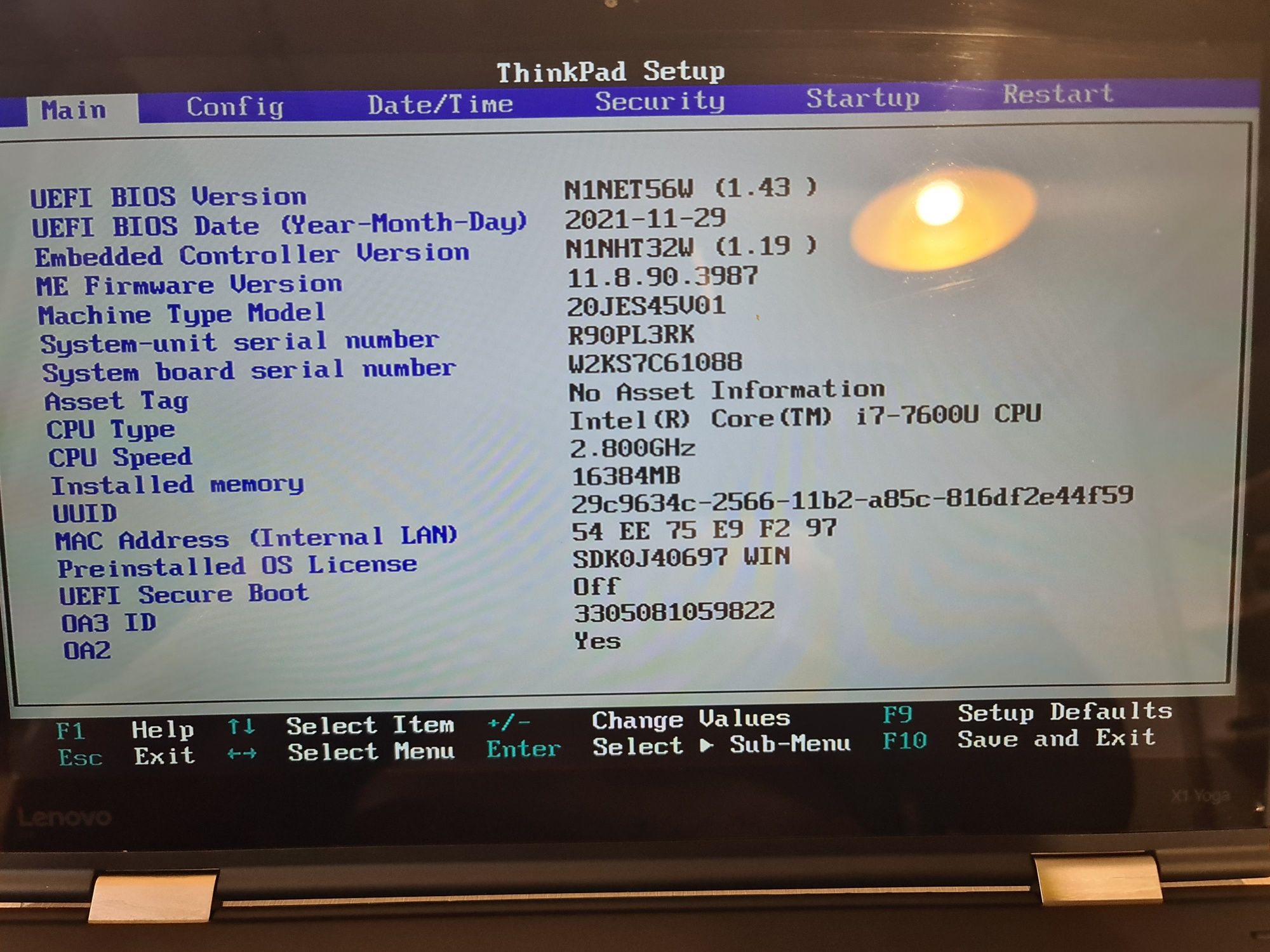 Lenovo ThinkPad X1 Yoga 2nd Gen I7-7600/16GB-stare 8/10