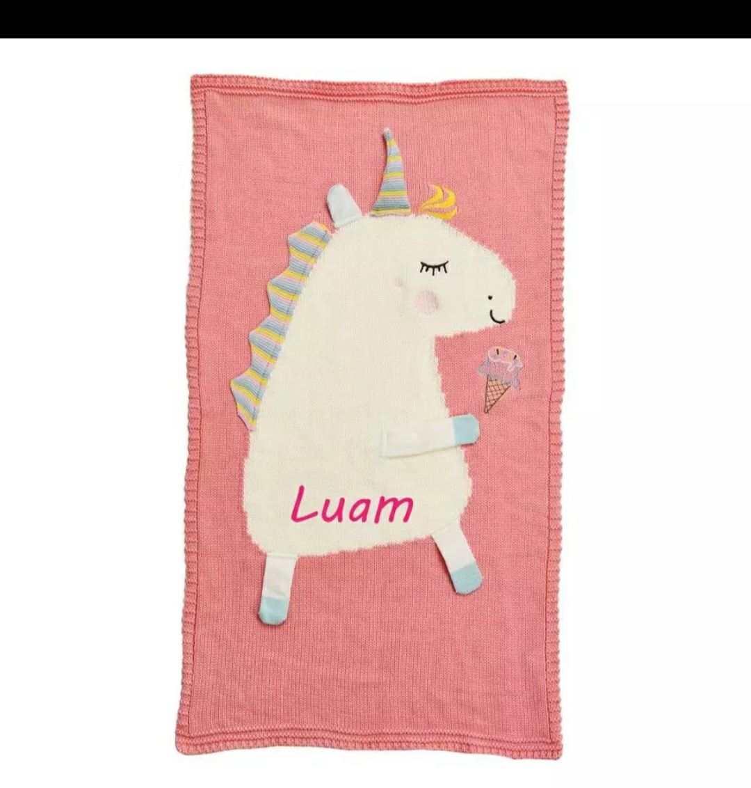 Вязанное одеяльце единорожка для маленькой принцессы