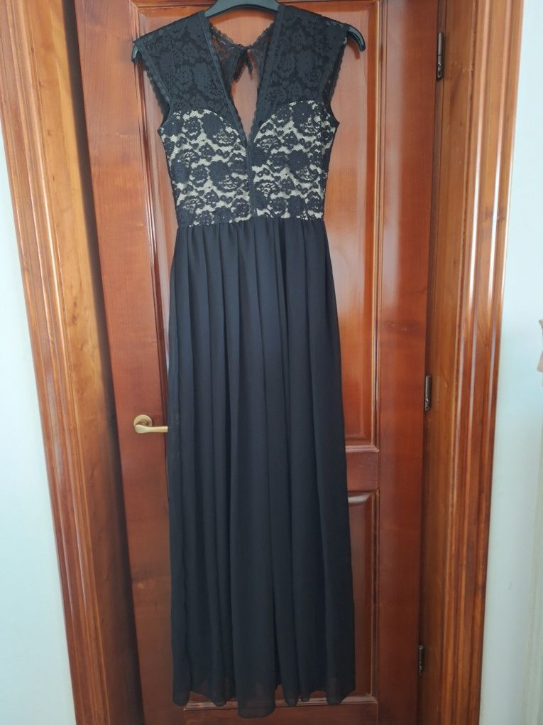 Rochie neagra voal cu dantela