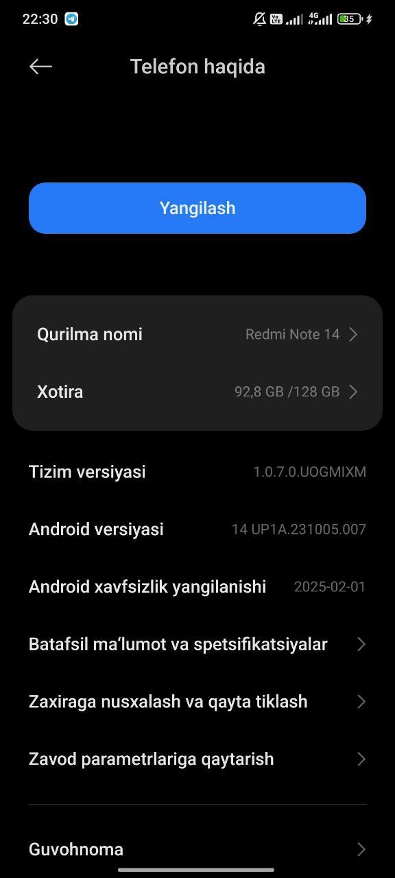 : Redmi not 14  19 yanvar olinggan toza ishlatilgan kar dak full