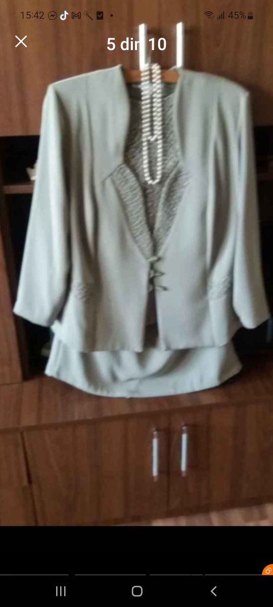 Compleu verde opalin XL,Rochie eleganta nr.48