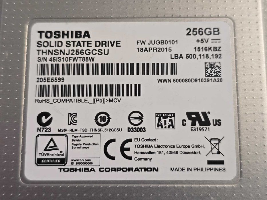 Solid-State Drive (SSD) Toshiba 256GB SATA3 2.5" THNSNJ256GCSU