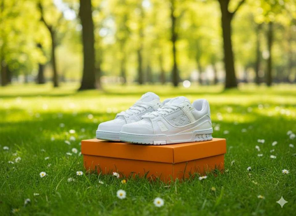 Adidasi LV Trainers Alb - Full Box - Calitate Premium