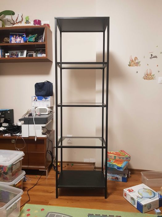 Метална етажерка със стъклени рафтове 51х175см