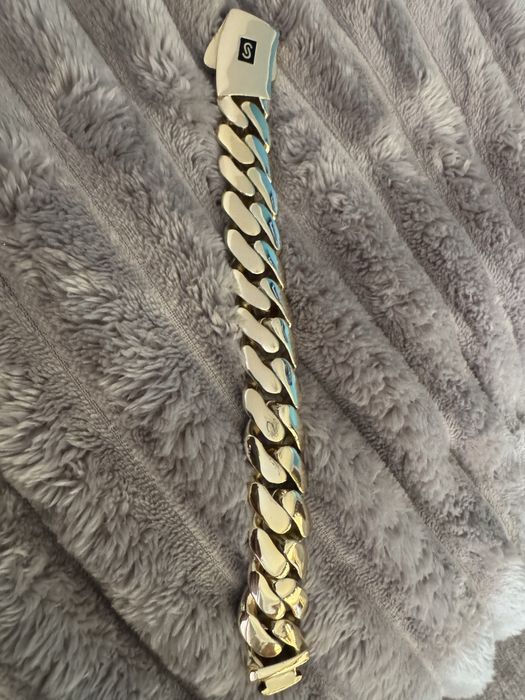 Lant si bratara barbateasca placate cu aur de 14k . 1 la 1 cu original