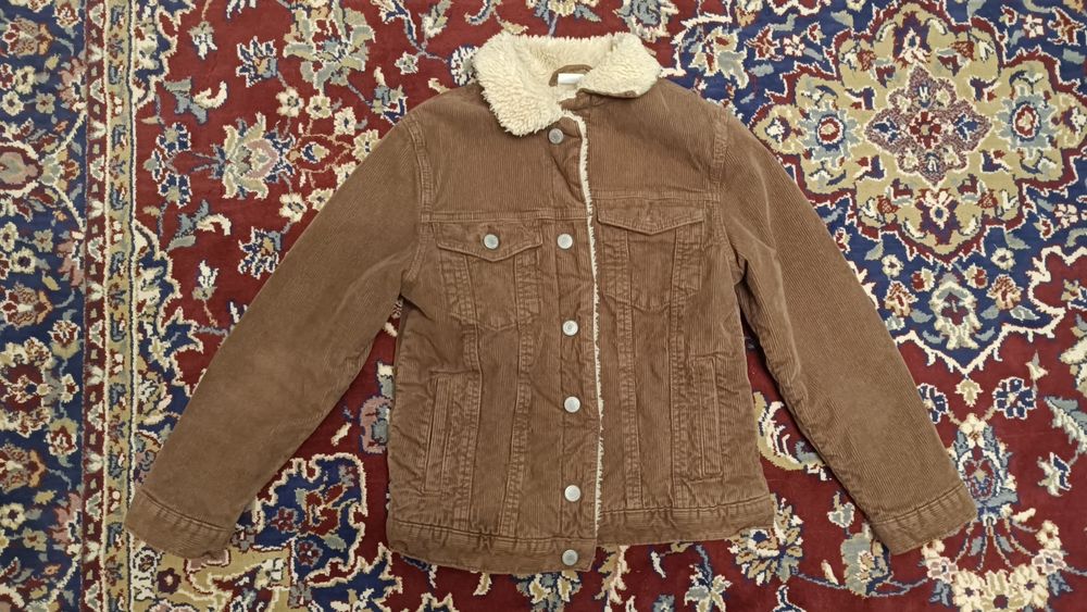 GEACĂ ZARA KIDS, catifea raiata, imitatie lana, copii 9 ani, 134 cm