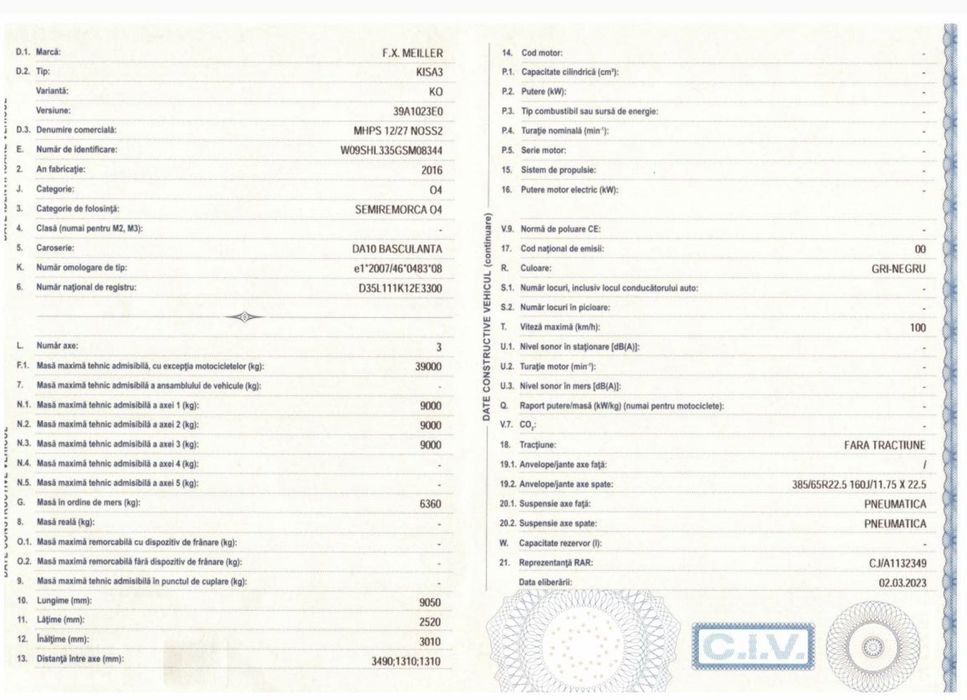 De vânzare ansamblu SCANIA R450 + Semiremorcă F.X.MEILLER 2016