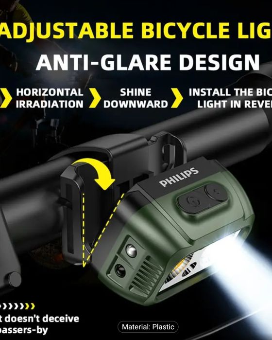 Far bicicleta ledPhilips senzor inteligent,acumulator,lumina alb-galbe