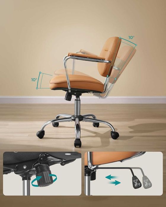 Дизайнерски офис стол от еко кожа и метал