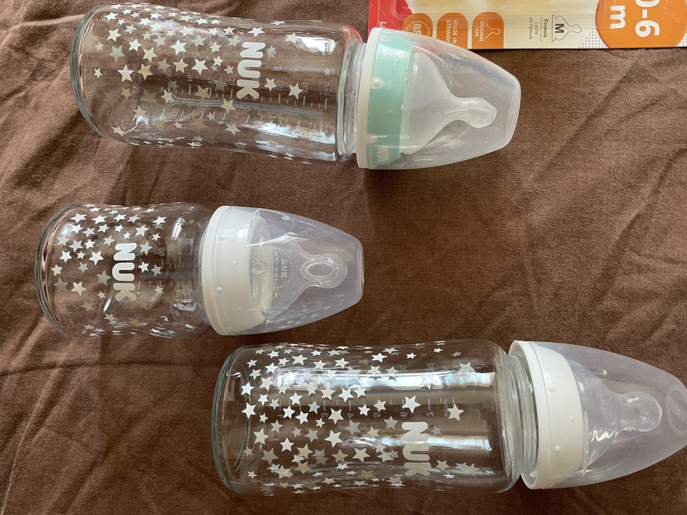 Комплект стъклени шишета Nuk First Choice - 2 x 240 ml + 1 х 120 ml