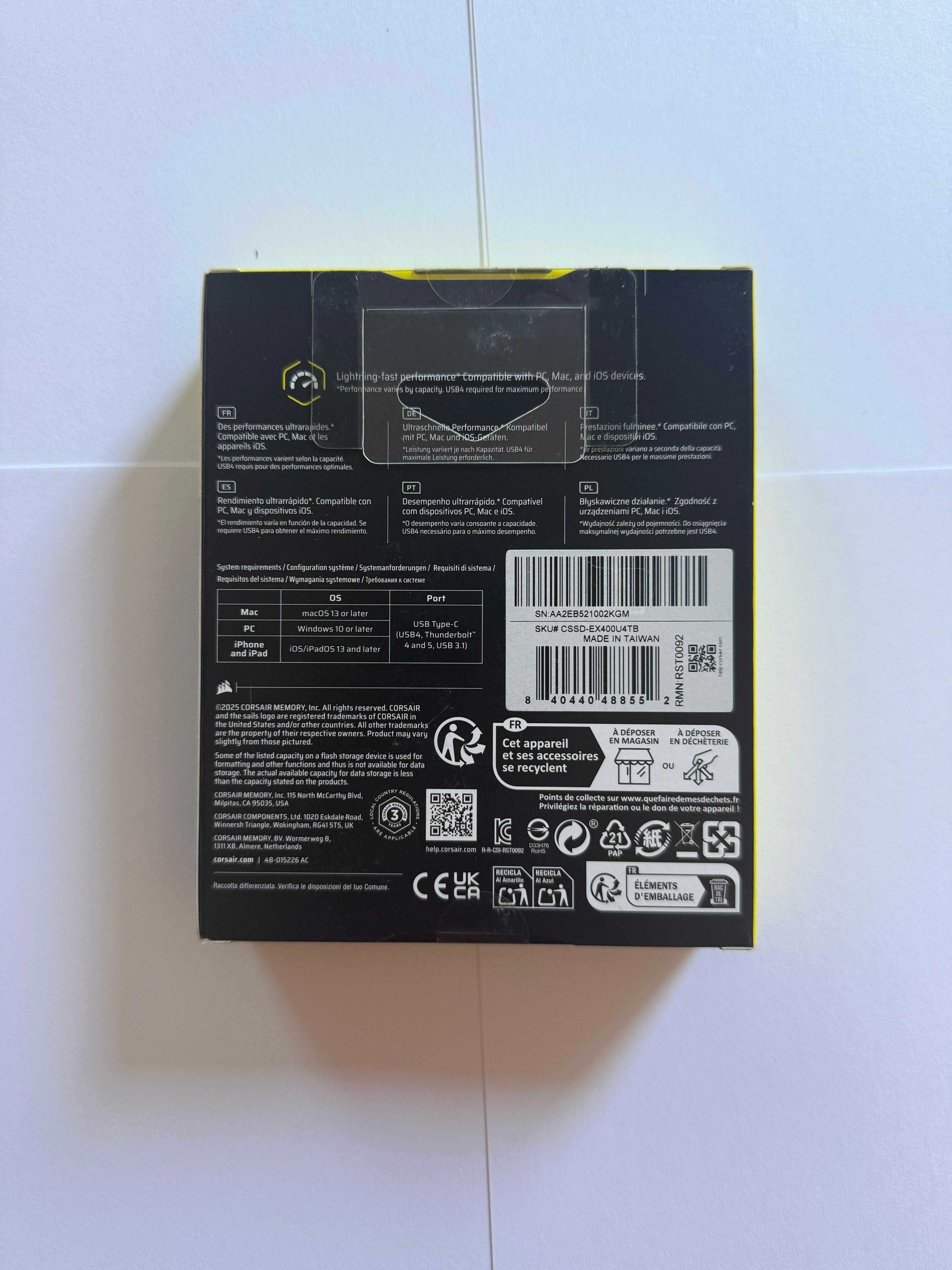 SSD Portabil Corsair EX400U - 4 Tb ! USB C ! SIGILAT !