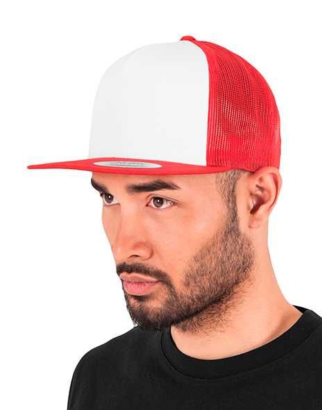 Sapca FLEXFIT trucker 2 culori rosu negru alb