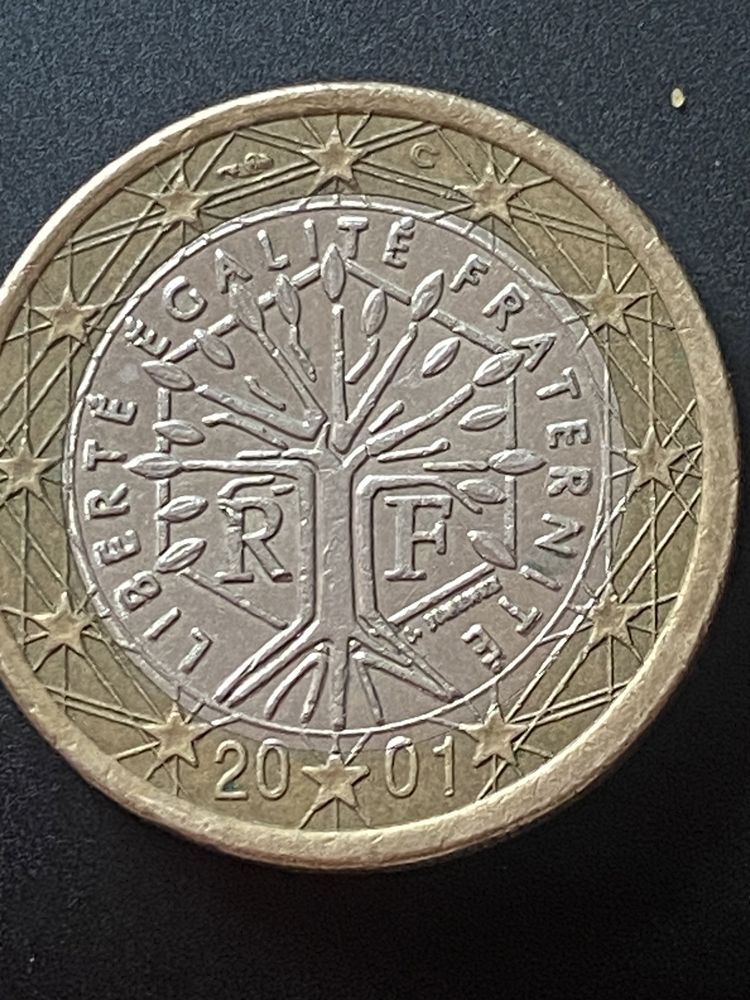 Moneda 1 euro RF 2001 - multiple erori