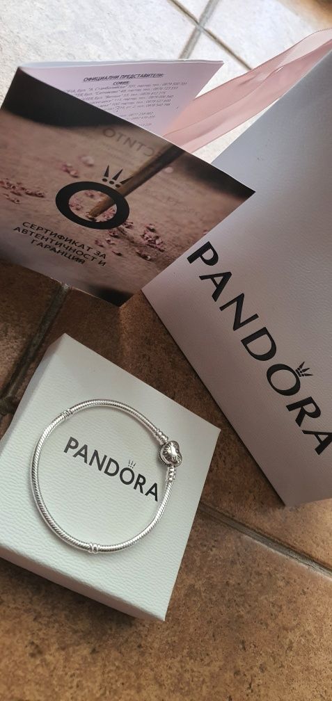 Нова сребърна гривна Pandora Романтика, 18см