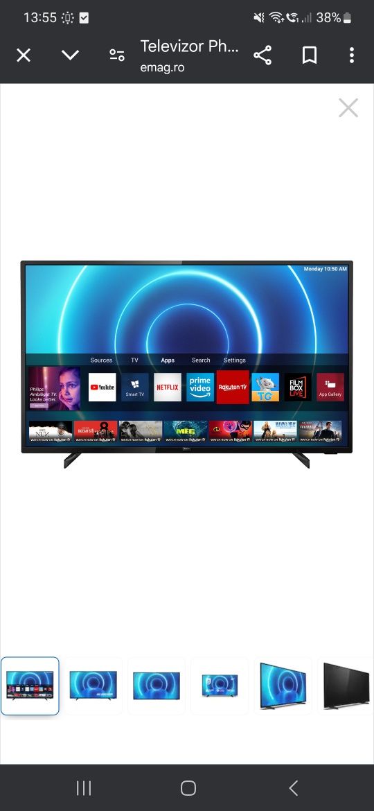 Televizor Philips 58PUS7505/12, 146 cm, Smart, 4K Ultra HD, LED, Clasa