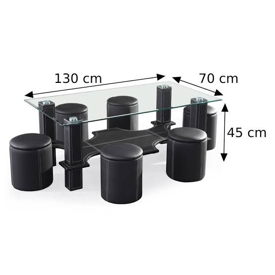 Masa din sticla cu 6 tabureti