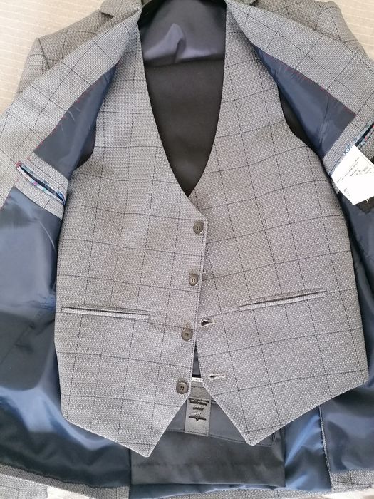 Costum Jack Paul pt. bărbați, 3 piese, nou, gri & negru, mărime S / 46