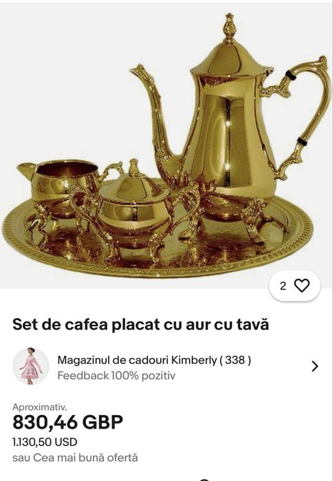 Set auriu oentru cafea/ceai  PRET FIX