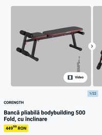 Bancă pliabilă bodybuilding 500 fold, cu inclinare