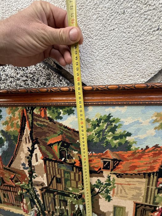 ФРЕНСКИ ВНОС: винтидж машинен гоблен „Селски пейзаж“