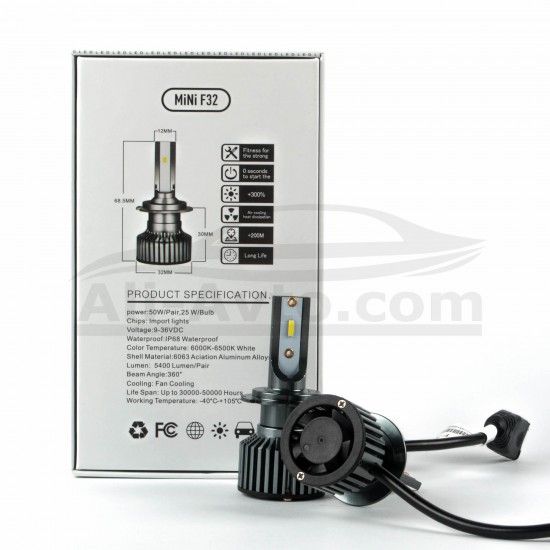 Лед крушки F32 MINI- Н7 за фарове 12V - 2 бр.