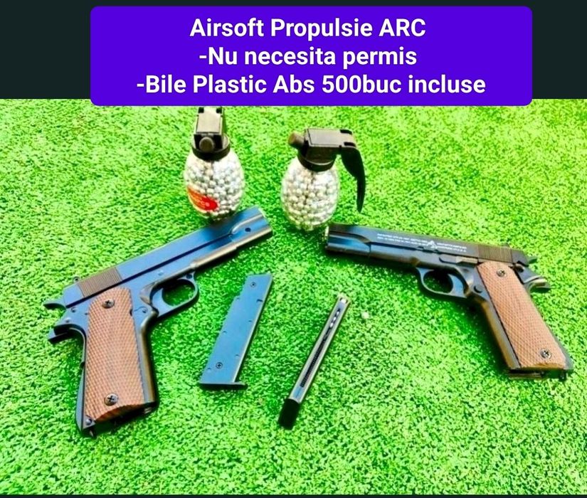 Pistol cu bile metalic ARC Spring model C8 6mm + bile plastic 500buc
