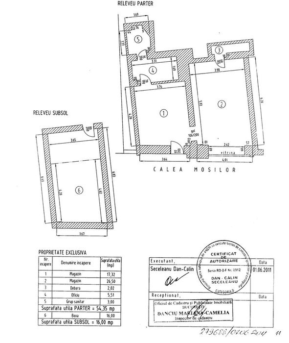 Doua spatii comerciale calea Mosilor, inchiriate, incasari 1350E/luna