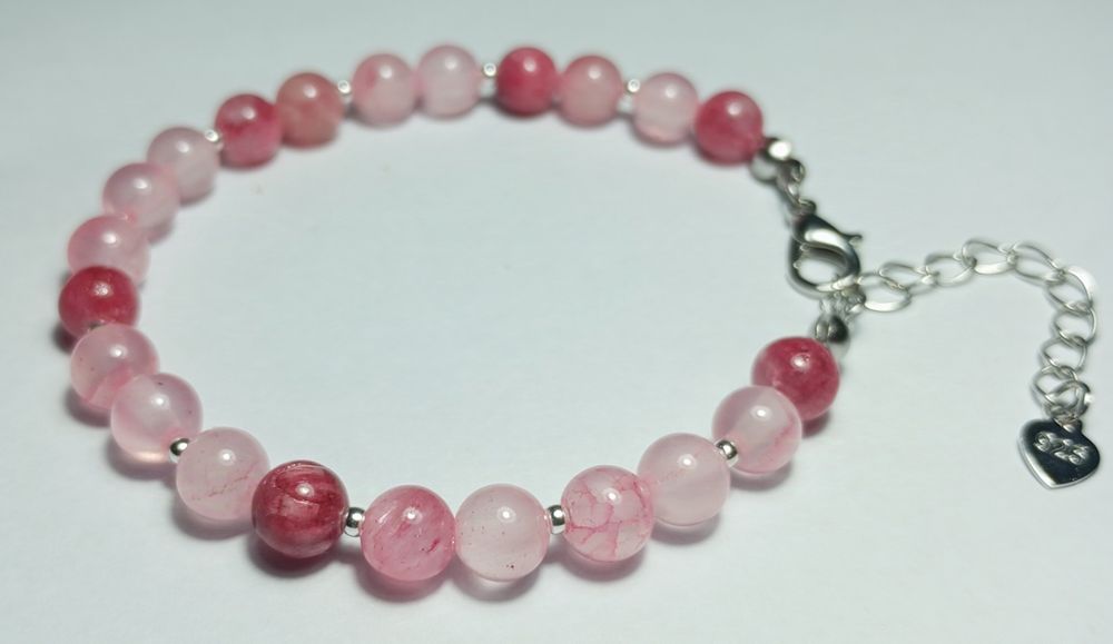 Brățară Jad roz și argint 925