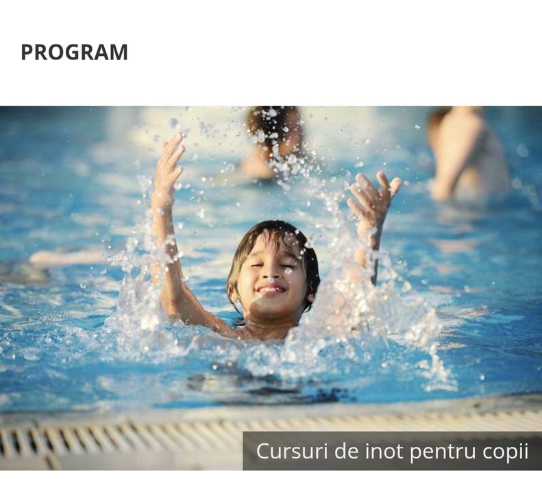 Cursuri înot și acomodare copii în bazin