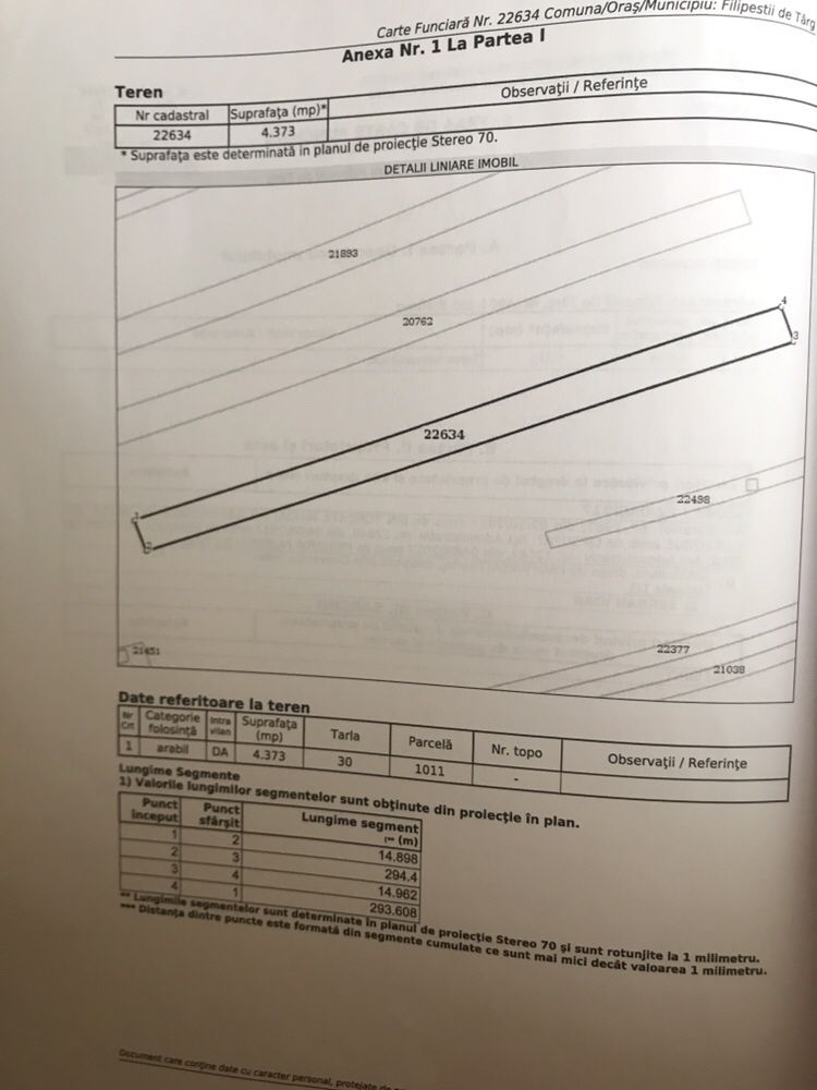 Teren intravilan Filipesti de târg . Prahova .  4373 mp .  6€ mp.