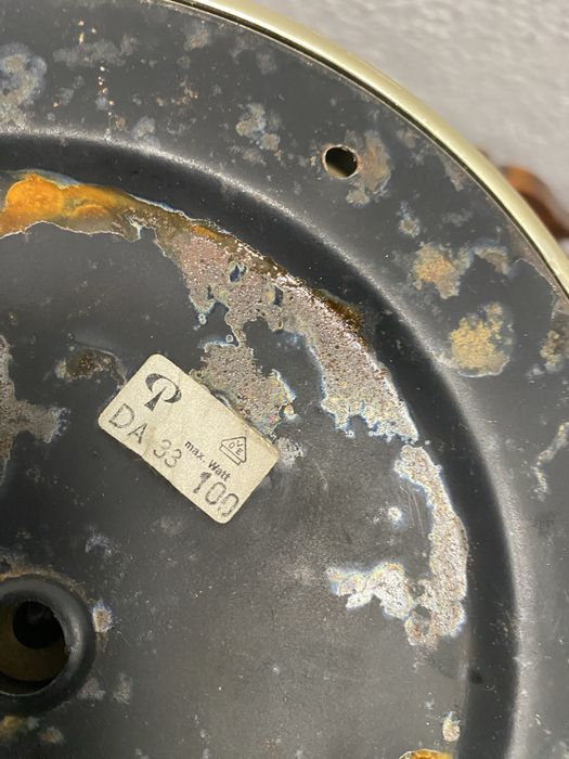 Винтидж немски таванен плафон опалово стъкло и месинг 1960 1970 лампа