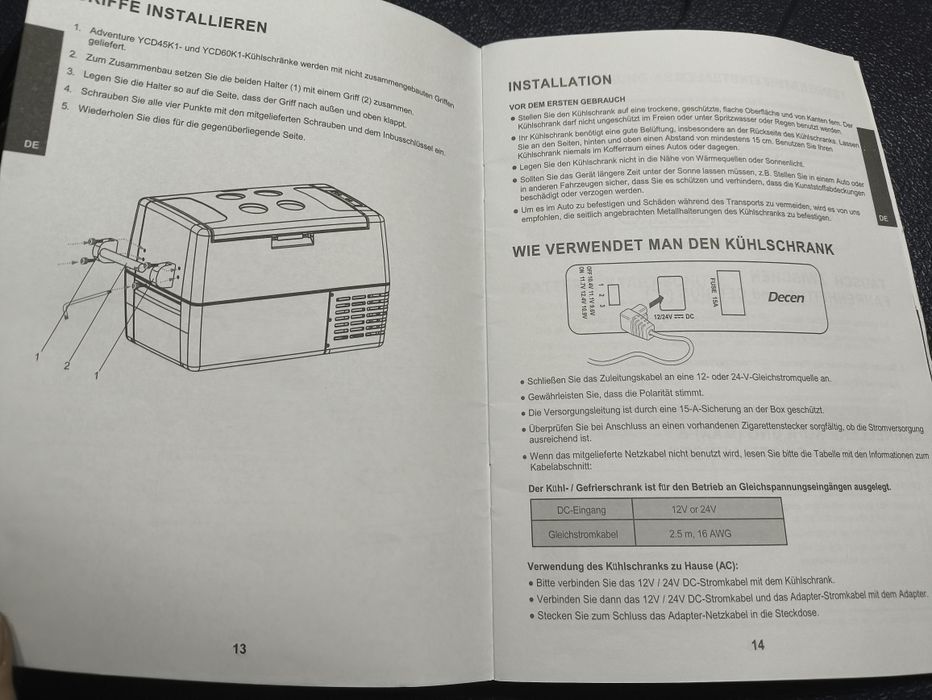 DECEN kомпресорна хладилна кутия, преносим хладилник 60 литра, 12 V